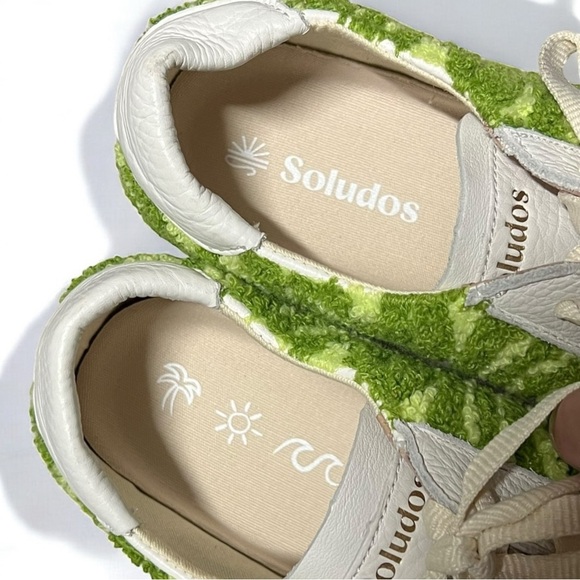 🌻NEW NWOT Soludos Psychedelic Green Spiral Ibiza Platform Leather Sneakers 7.5 - Picture 6 of 9